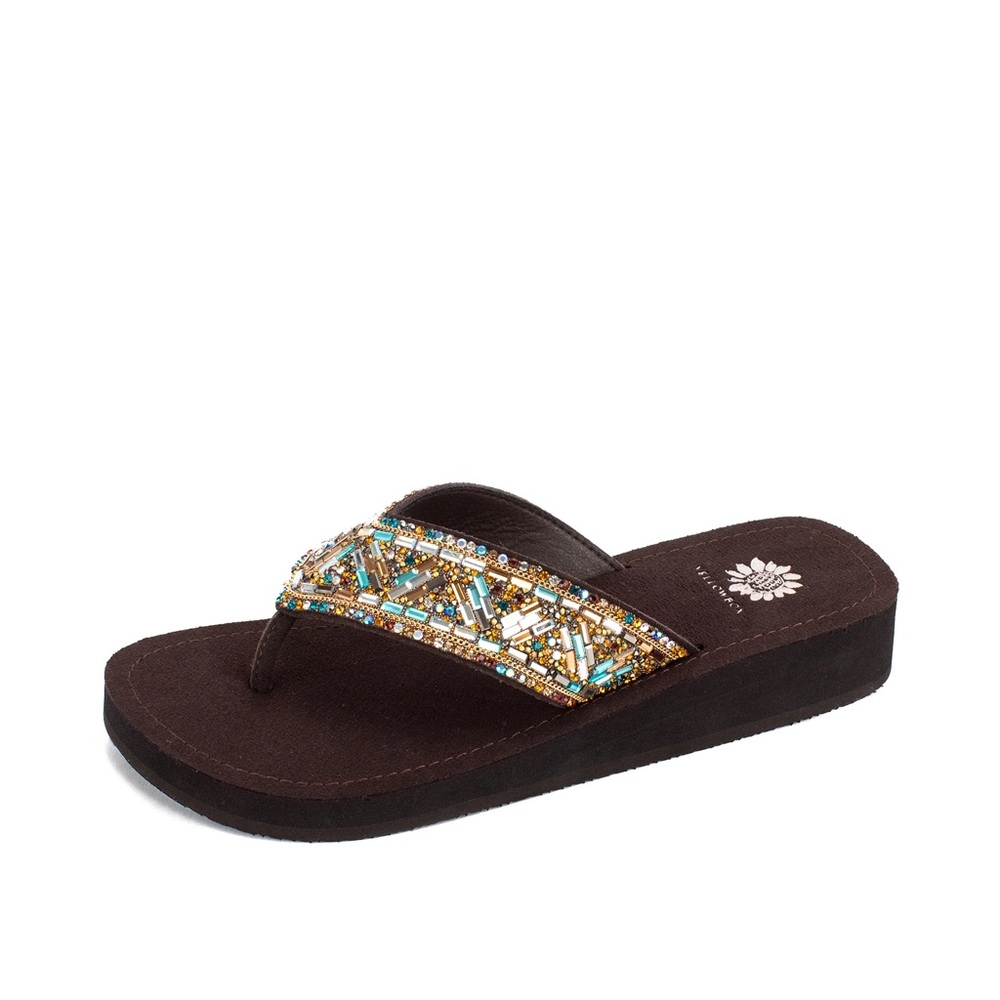 Yellow box Jenna Flip Flop Sandal color turquoise multi medium width New in box
